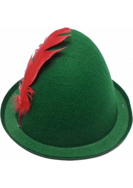 Peter Pan Şapkası Yeşil Renk Kırmızı Tüylü modelleri