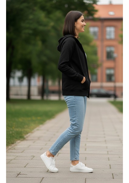 Unisex Kapşonlu Sweatshirt 2 Iplik Şardonlu, Fermuarlı, Cepli indirimleri