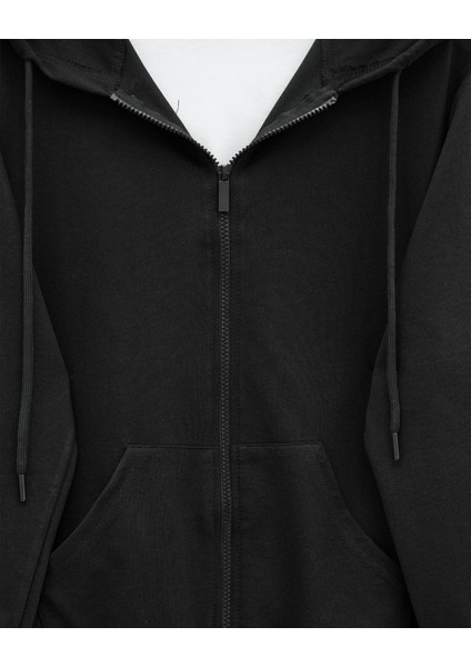 Unisex Kapşonlu Sweatshirt 2 Iplik Şardonlu, Fermuarlı, Cepli