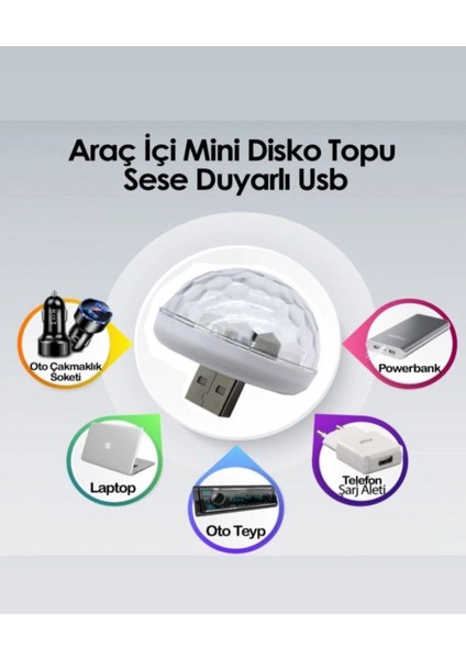 Araç Içi Oto Araba Disko Topu Sese Duyarlı LED USB LED Lamba fiyatları