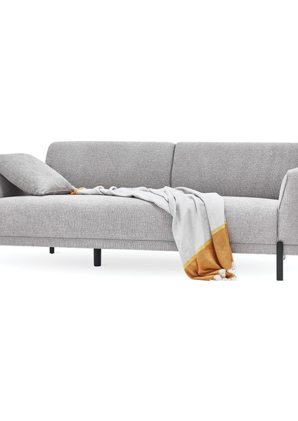 Terra Keten Dokulu, 3'lü Yataklı Koltuk - Orta Gri fırsatları