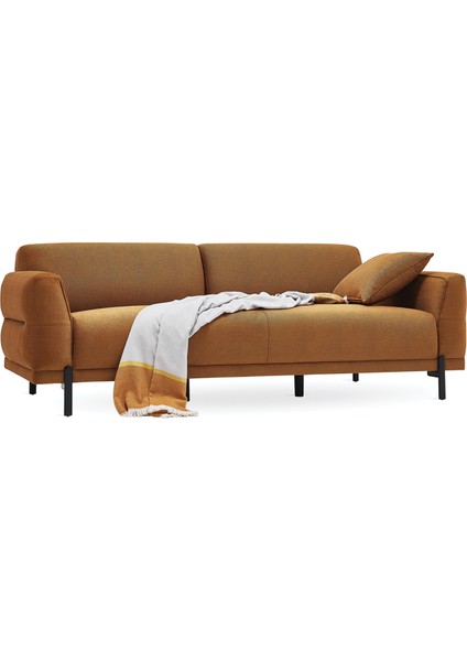 Terra Kadife Dokulu, 3'lü Yataklı Koltuk - Açık Kiremit fırsatları