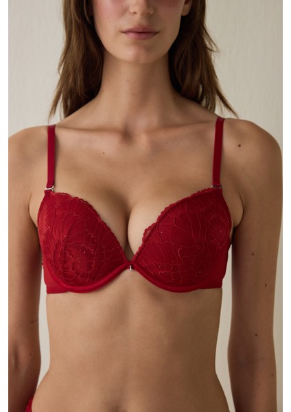 Kırmızı Wow Sequin Lace Sütyen fiyatları