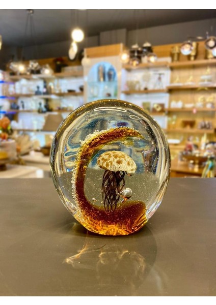 Kristal Cam Kahve Deniz Anası Dekor 12X11CM