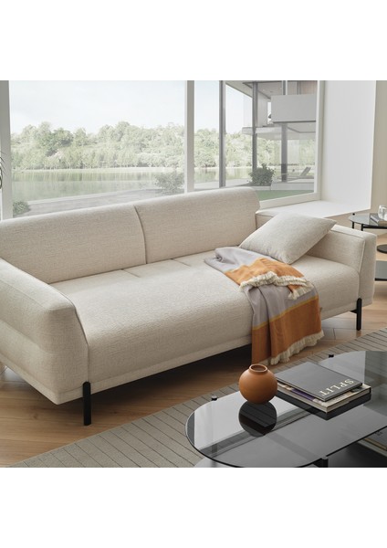 Terra Keten Dokulu, 3'lü Yataklı Koltuk - Beyaz fiyatları