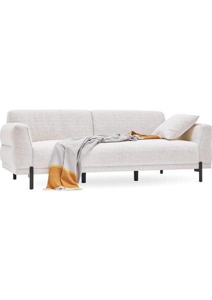 Terra Keten Dokulu, 3'lü Yataklı Koltuk - Beyaz fırsatları