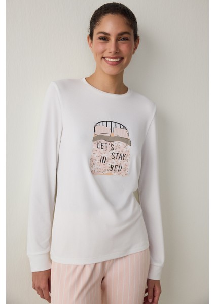 Çizgili Sleep Time Bisiklet Yaka Uzun Kollu Pijama Takımı fiyatları