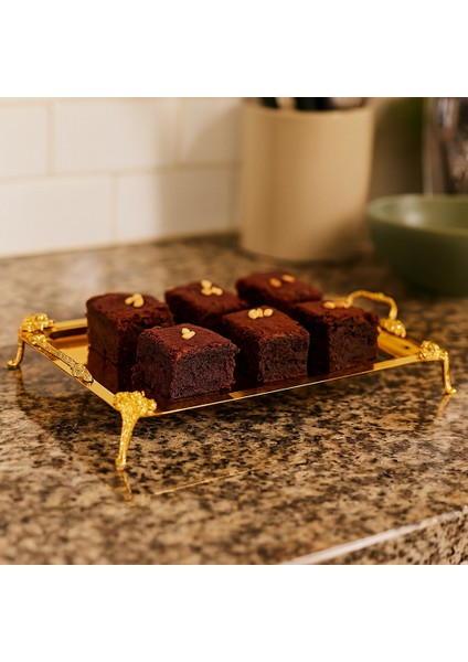 Manor Gold Büyük Kulplu Dikdörtgen Sunumluk / Servis Tabağı (32X22 Cm) TPSE914