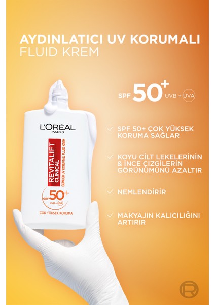 Revitalift Clinical Uv Korumalı Yüz Güneş Kremi & L'oréal Paris Revitalift C Vitamini Gözenek Görünümü Karşıtı Peeling Etkili Tonik & L'oréal Paris Midnight Serum indirimleri