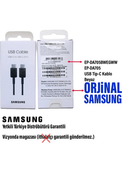 Type-C Şarj Kablosu 25W - 45W Süper Hızlı Şarj - 100W Hızlı Şarj Orjinal Samsung Türkiye Garantili modelleri
