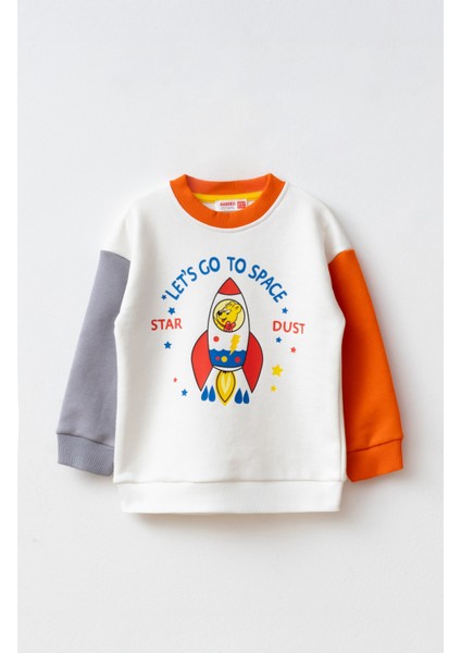 Çocuk Baskılı Sweatshirt Turuncu SW302