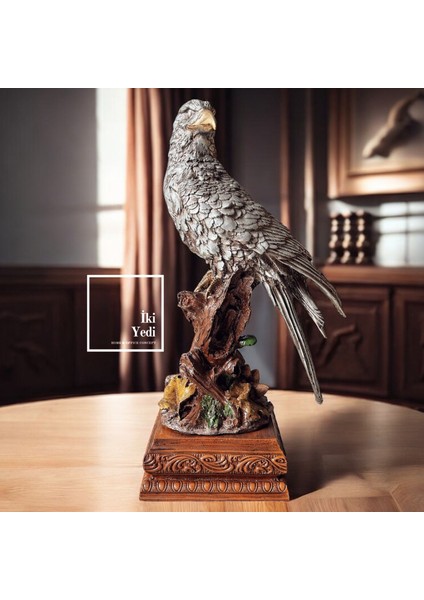 Jonathan 43 cm Büyük Kartal Heykeli Gümüş Şahin Ev Ofis Büro Dekorasyon Ürünleri Hediyelik Eşyalar