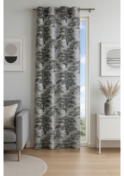 Ancona Halkalı Fon Perde Antrasit 140X260