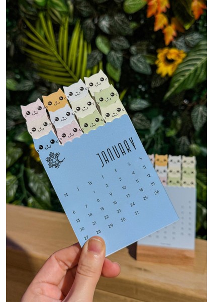 2026 Ingilizce Kedi Temalı Takvim, Masa Takvimi Ingilizce Özel Tasarım 2026 Yılı Takvimi fırsatları
