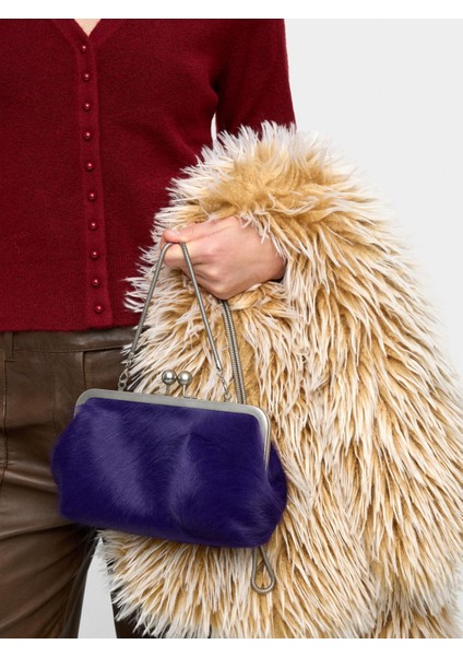 Kürk Detaylı Deri El Çantası