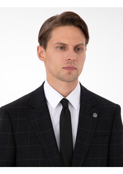 Erkek Siyah Slim Fit Ekose Yünlü Takım Elbise 50291964-VR046 fiyatları