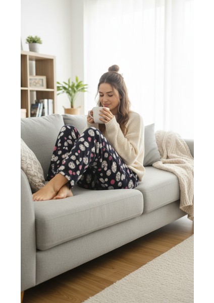 Yuvarlak Desenli Kadın Polar Pijama Altı fiyatları