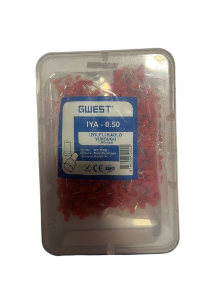 Izoleli Kablo Yüksüğü Iya-0,50 Kırmızı Adet 1000
