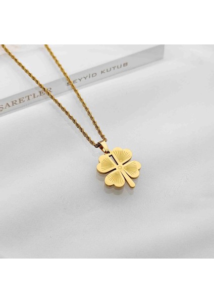 Stainless Steel Yonca kararmaz paslanmaz Çelik Kolye