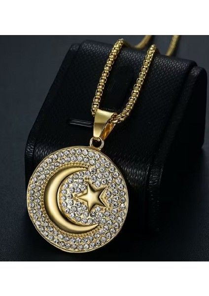 Gold Renk Ay Yıldız Model Çinko Alaşım Kolye