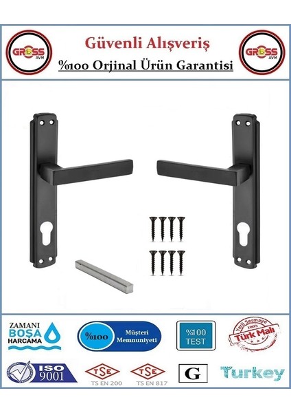 Lama Yale Dış Çelik Kapı Kolu - Mat Siyah - 1 Takım Ön ve Arka fiyatları