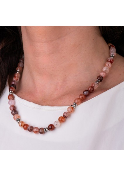 Renkli Kuvars ve Hematit Doğal Taş Kadın Kolye