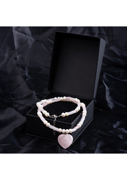 Pembe Kuvars ve Inci Doğal Taş Kadın Kolye fırsatları