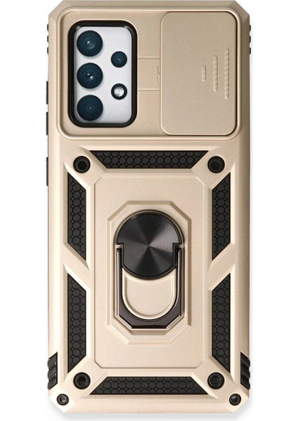 Samsung Galaxy A73 5g Kılıf Pars Lens Yüzüklü Silikon - Gold