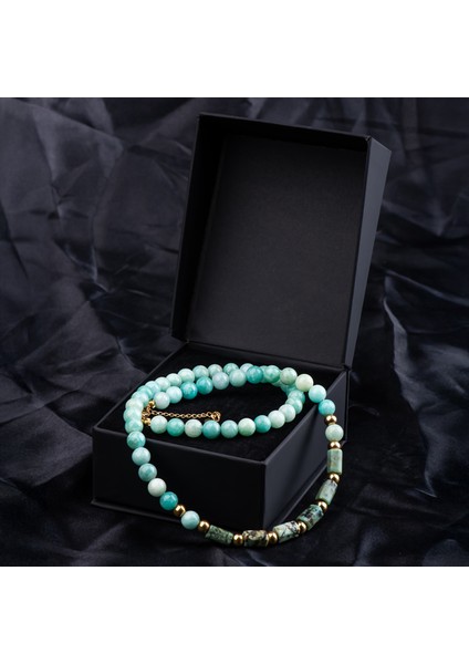 Amazonit ve Turkuaz Doğal Taş Kadın Kolye