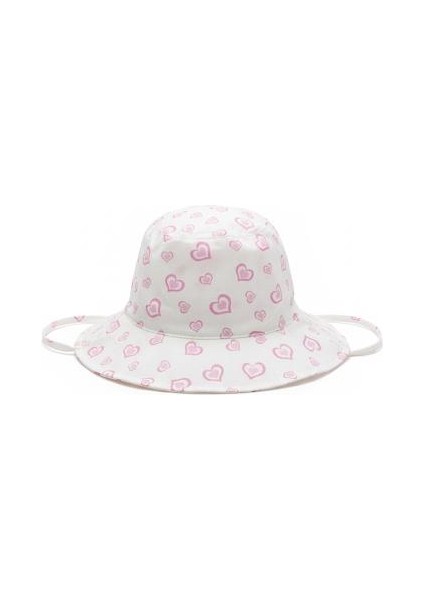 Kalp Desenli Kız Bebek Kumaş Bağlamalı Şapka