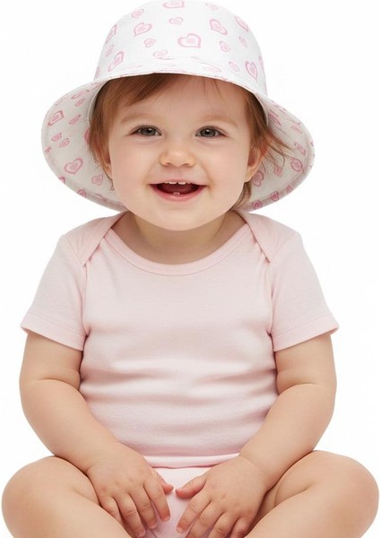 Kalp Desenli Kız Bebek Kumaş Bağlamalı Şapka fiyatları