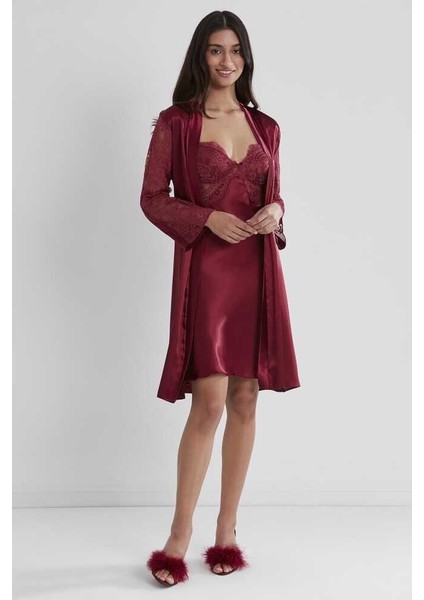 Bordo Sütyen Kaplı Sabahlık Gecelik 4025 fiyatları