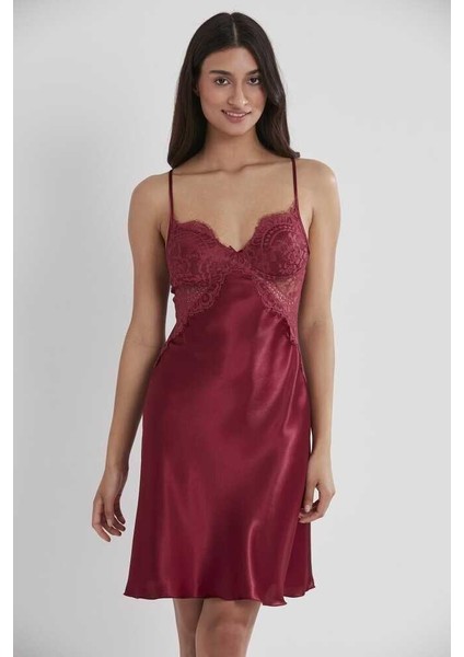 Bordo Sütyen Kaplı Sabahlık Gecelik 4025 fırsatları