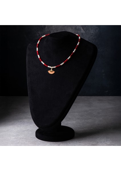 Kırmızı Mercan ve Inci Doğal Taş Kadın Kolye fiyatları