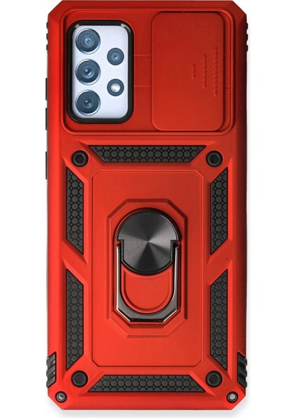 Samsung Galaxy A73 5g Kılıf Pars Lens Yüzüklü Silikon - Kırmızı