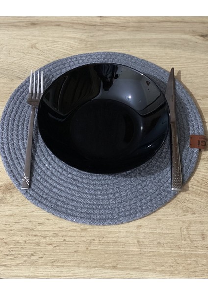 6 Adet Antrasit Jüt Supla / Amerikan Servis Lux Sunum Tabak Atlığı