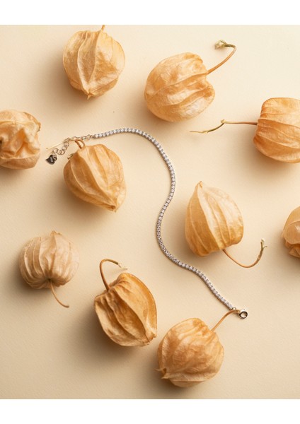 925 Ayar Gümüş Zirkon Taşlı Su Yolu Tennis Bileklik -Rodyum Gümüş Renk -Silveria Jewels