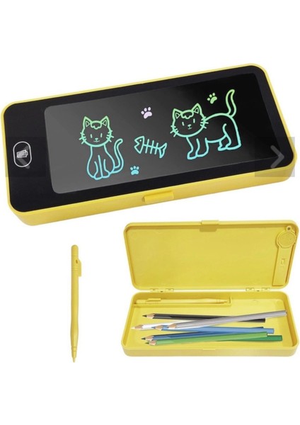 Tablet LCD 6,5 Inç Dijital Kalemli Çizim Yazı Tahtası ve Kalemlik Grafik Not Eğitim Tableti Kalem Kutusu