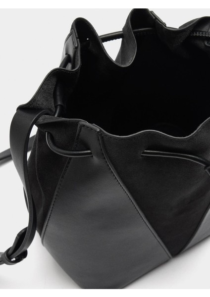 Deri Detaylı Orta Boy Bucket Çanta indirimleri