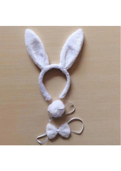 Tavşan Kostüm Seti Taç Papyon Kuyruk Beyaz Renk modelleri