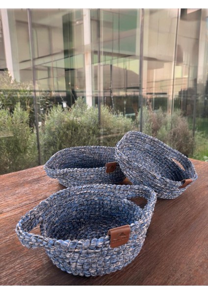 3'lü Düzenleyici Lacivert Sepet Seti – Dekoratif Saklama - Leke Tutmaz fiyatları