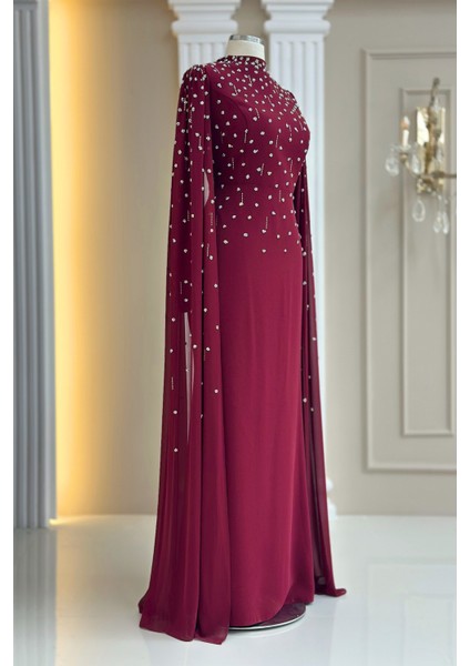 Afra Abiye Elbise Bordo modelleri