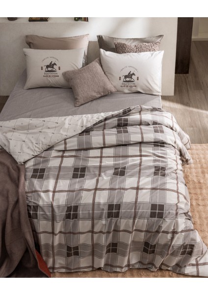 Agathe Çift Kişilik %100 Pamuk Lastikli Ranforce Baskılı Nevresim Takımı - Bej fiyatları