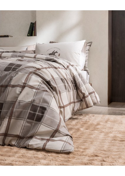 Agathe Çift Kişilik %100 Pamuk Lastikli Ranforce Baskılı Nevresim Takımı - Bej modelleri