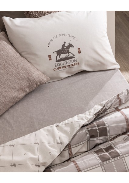 Agathe Çift Kişilik %100 Pamuk Lastikli Ranforce Baskılı Nevresim Takımı - Bej indirimleri