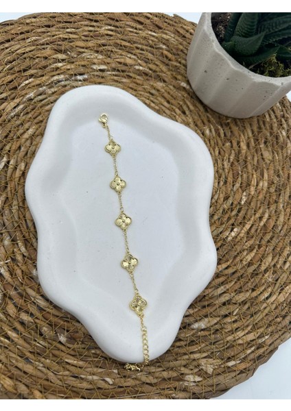 14K Altın Kaplama Marka Model Tek Taraflı Yonca Bileklik indirimleri