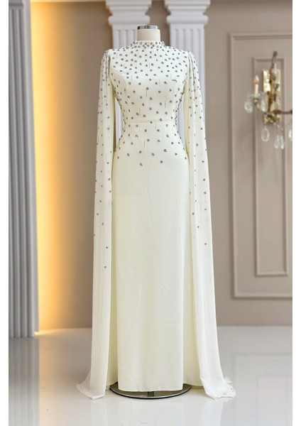 Afra Abiye Elbise Ekru