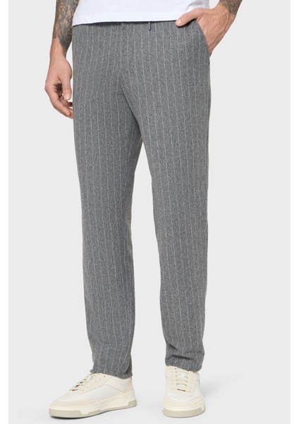 Yün Karışımlı Tapered Fit Normal Bel Düz Paça Çizgili Pantolon Erkek Pantolon 50551518 030