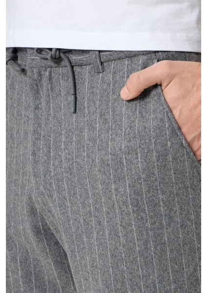 Yün Karışımlı Tapered Fit Normal Bel Düz Paça Çizgili Pantolon Erkek Pantolon 50551518 030 fırsatları