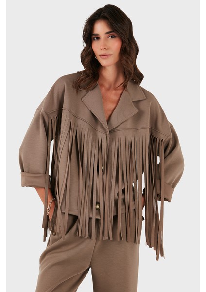 Via Dante Regular Fit Kruvaze Yaka Püsküllü Ceket Bayan Ceket 68821795